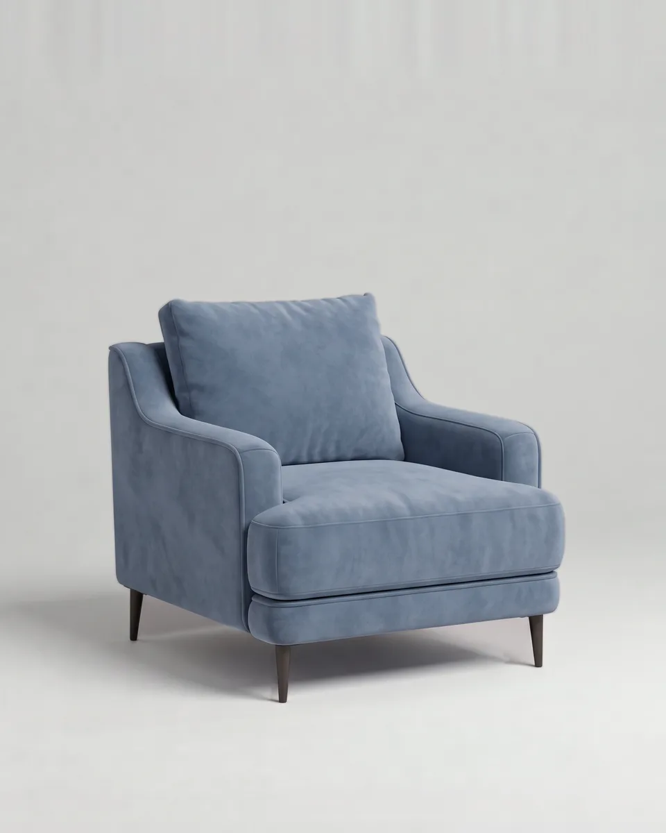 Кресло Кода на ножках с подлокотниками (голубой велюр - Velutto soft 790) от Kalibroom