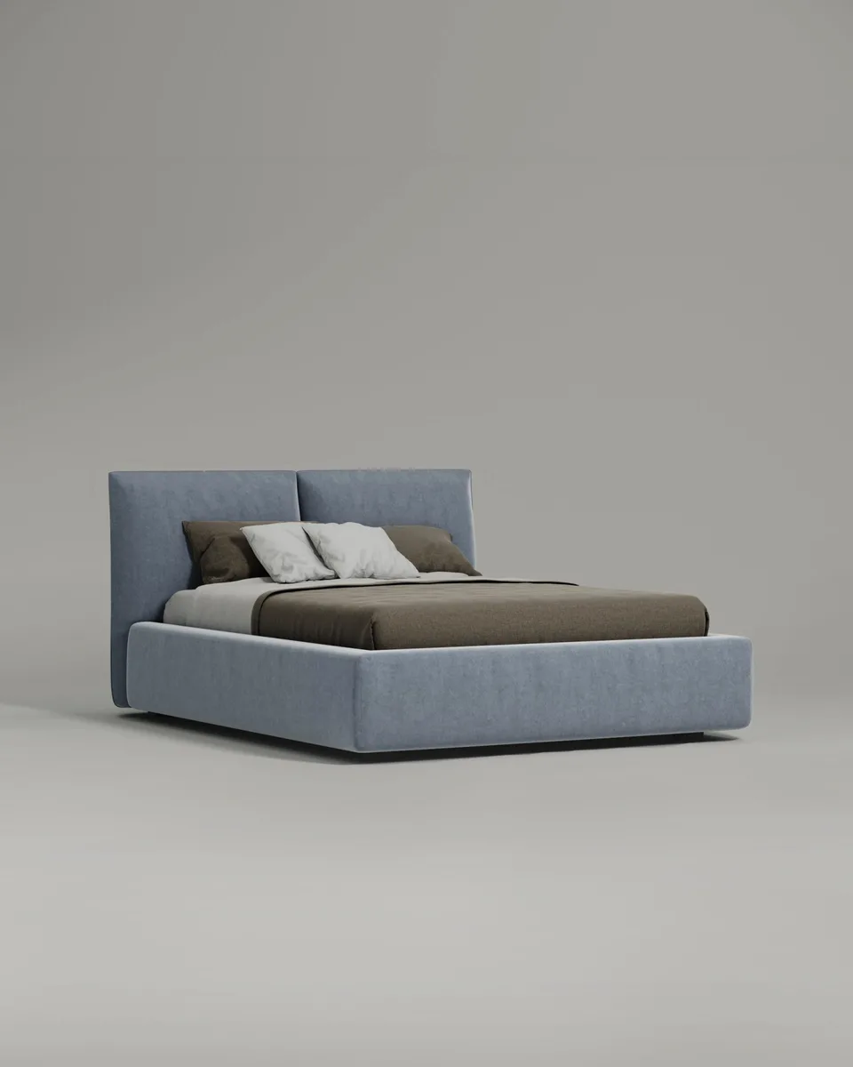 Кровать Эвада под матрас 160x200 с мягким изголовьем и ящиком для хранения белья. Материал: велюр - Velutto 48