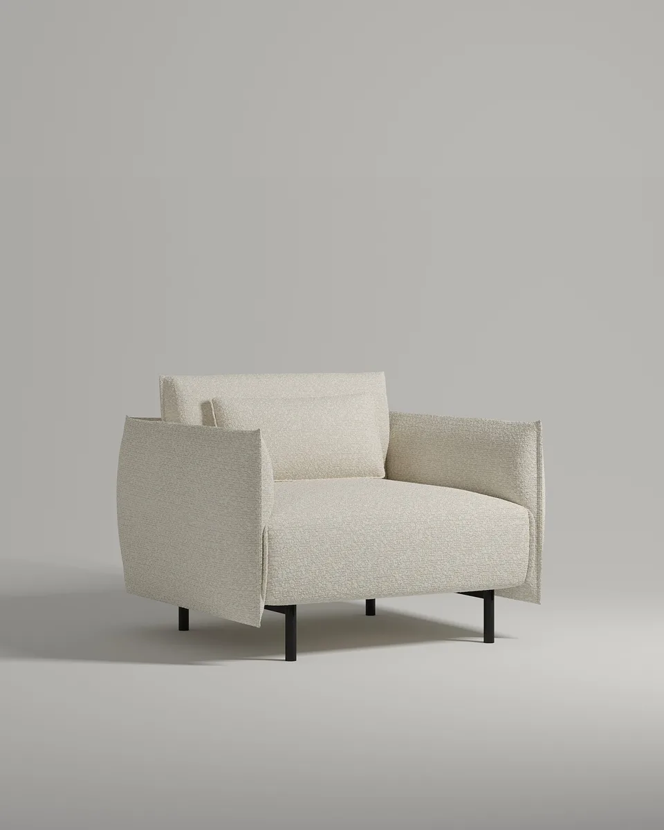 Кресло Эрвик на ножках с подлокотниками (белое букле - Buckle white A) от Kalibroom