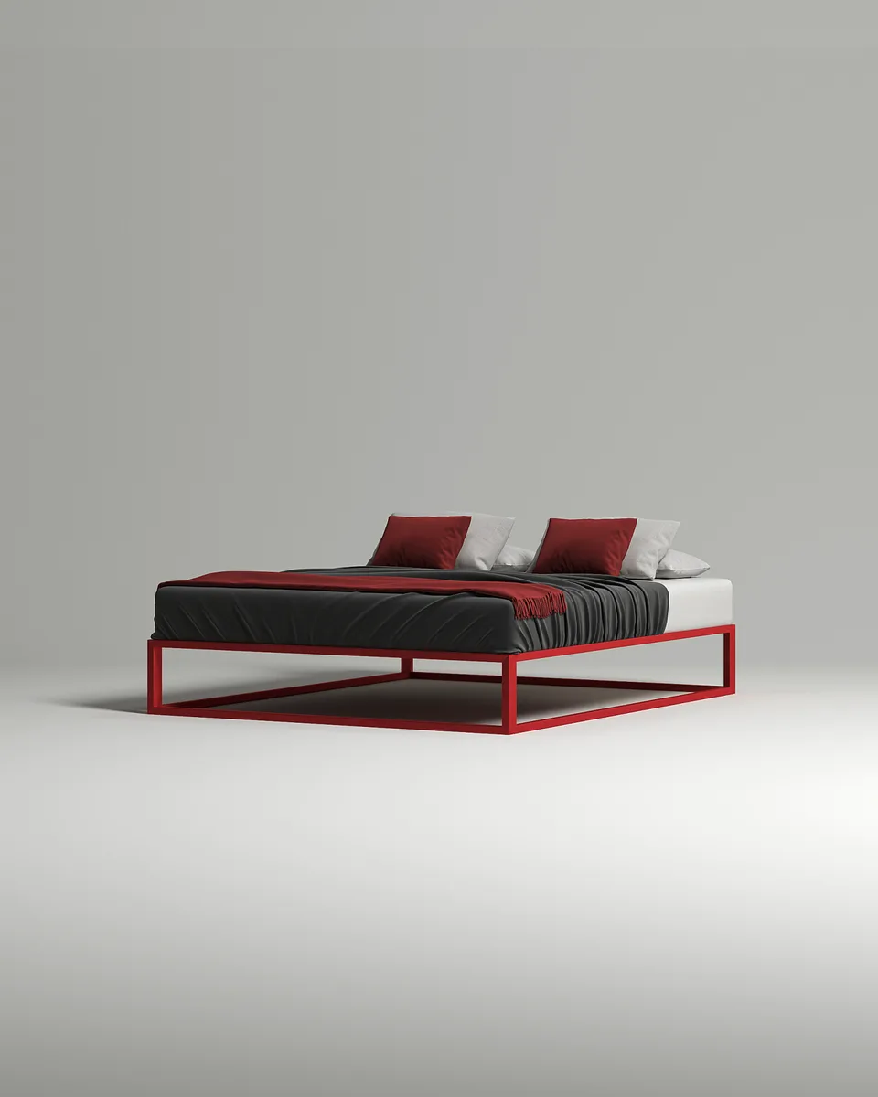 Двуспальная кровать Дален 160x200 без изголовья (красный металл) Кровать двуспальная Дален без изголовья (красный металл)
