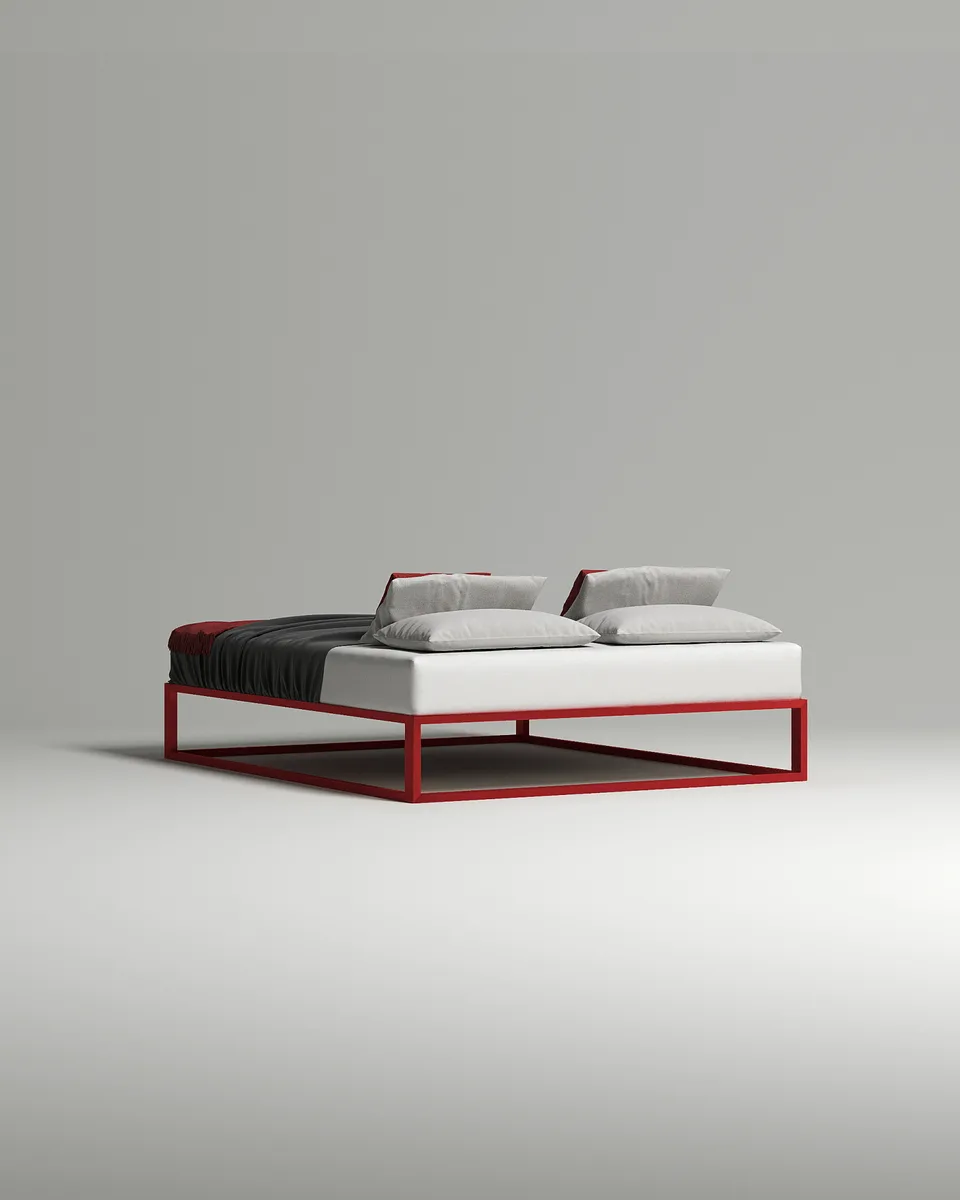 Красная кровать двуспальная Дален 160x200, выполненная в современном стиле Красная кровать двуспальная Дален, исполненная в современном стиле