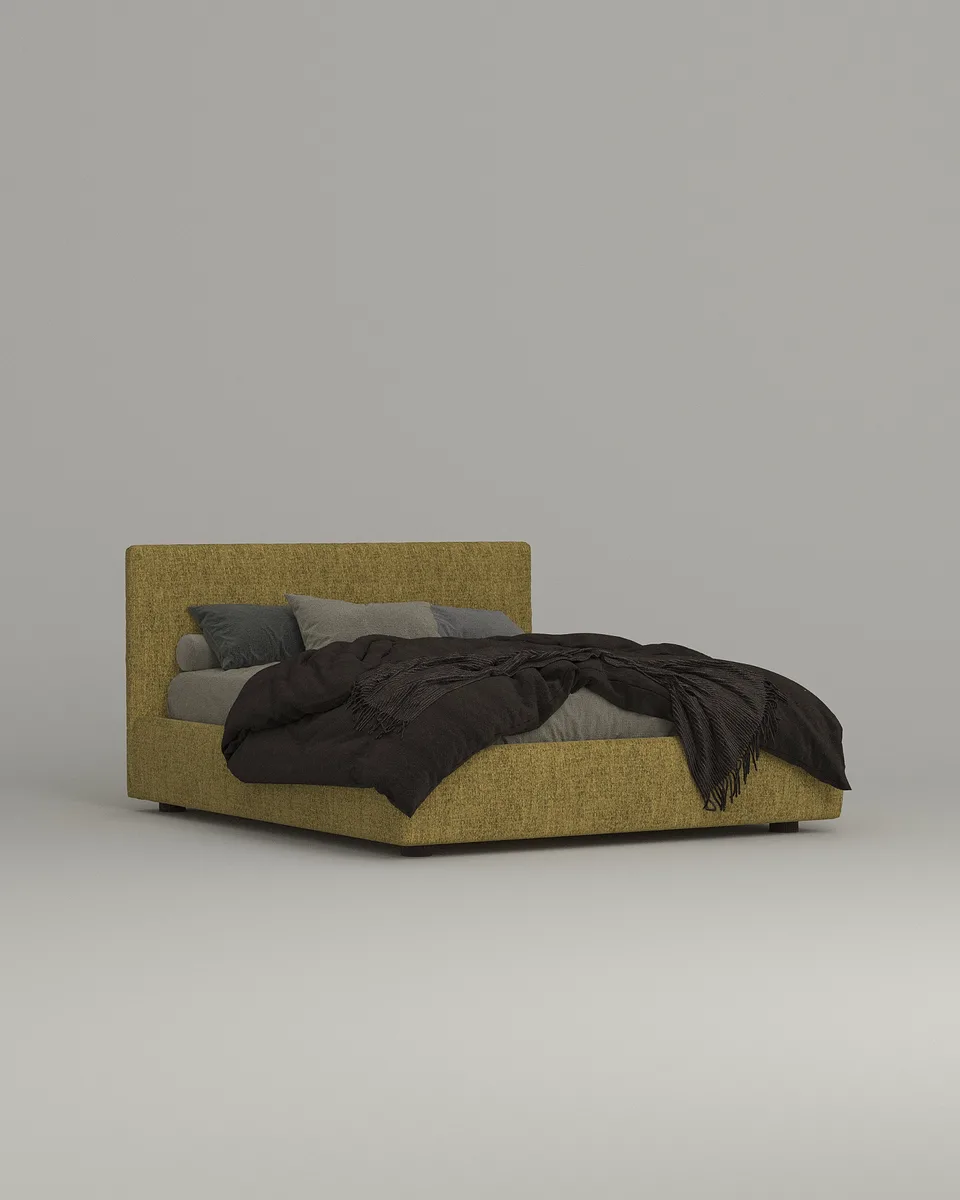 Кровать Сомеро под матрас 160x200 с мягким изголовьем и ящиком для хранения белья. Материал: рогожка - Mys 560