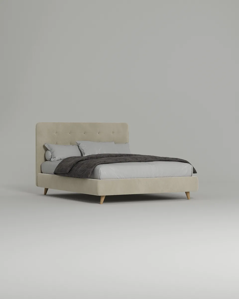 Кровать Корсика под матрас 200x200 с мягким изголовьем без ящика для белья. Материал: Velutto 18 (велюр) Кровать Корсика под матрас 200x200 с мягким изголовьем без ящика для белья. Материал: велюр - Velutto 18