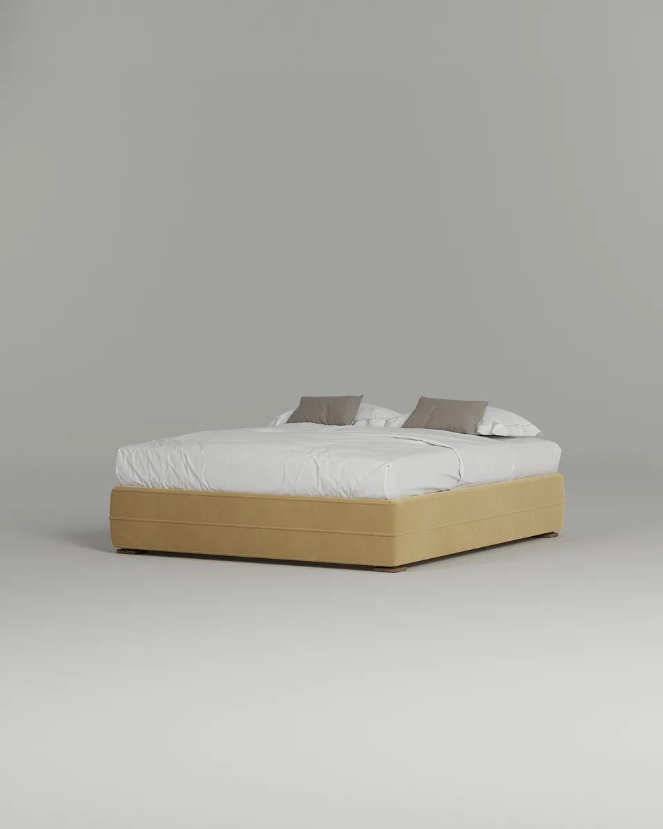Двуспальная кровать Холен 160x200 без изголовья (бежевый велюр) Кровать двуспальная Холен без изголовья (бежевый велюр)