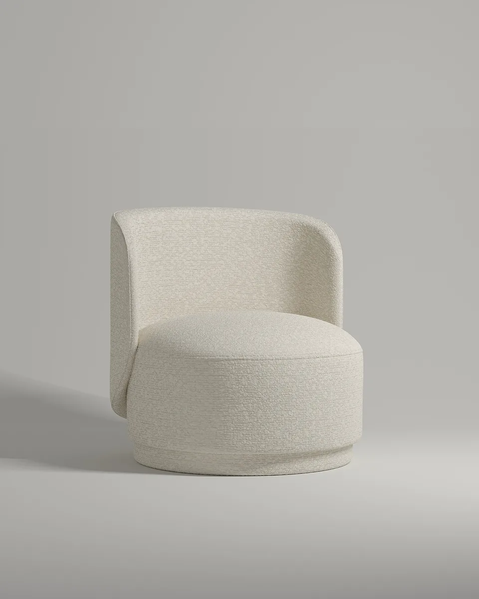 Кресло Кота без ножек с подлокотниками (белое букле - Buckle white A) от Kalibroom
