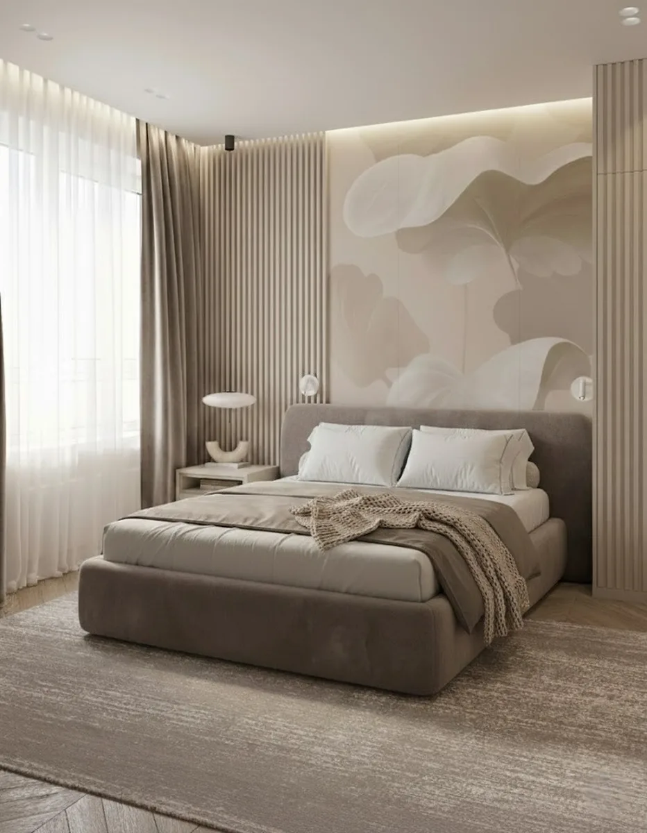 Двуспальная кровать Эндре 200x200 с мягким изголовьем (коричневая искусственная замша) Кровать двуспальная Эндре с мягким изголовьем (коричневая искусственная замша)
