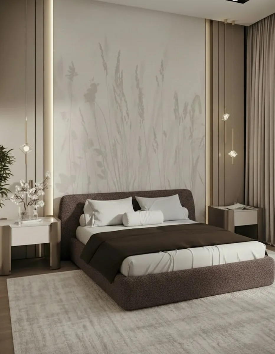 Двуспальная кровать Эндре 200x200 с мягким изголовьем (коричневое букле) Кровать двуспальная Эндре с мягким изголовьем (коричневое букле)