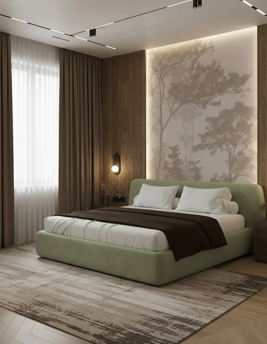 Двуспальная кровать Эндре 160x200 с мягким изголовьем (зеленый велюр) Кровать двуспальная Эндре с мягким изголовьем (зеленый велюр)