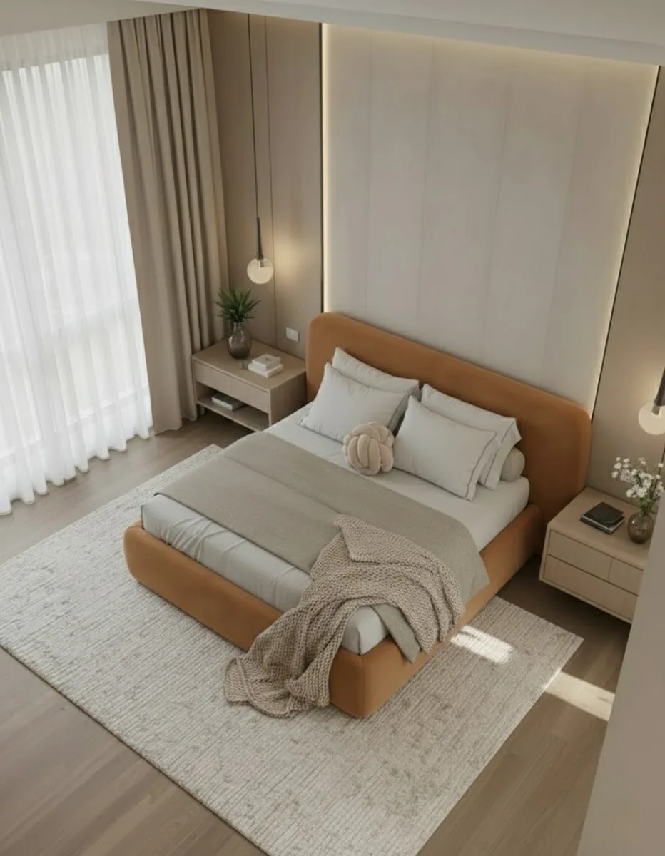 Двуспальная кровать Эндре 160x200 с мягким изголовьем (коричневый велюр) Кровать двуспальная Эндре с мягким изголовьем (коричневый велюр)