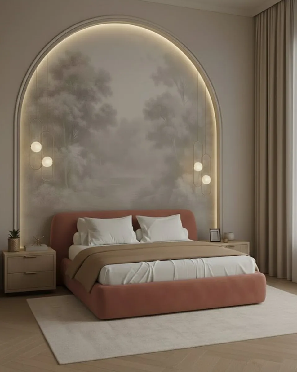 Двуспальная кровать Эндре 160x200 с мягким изголовьем (велюр терракотового цвета) Кровать двуспальная Эндре с мягким изголовьем (велюр терракотового цвета)