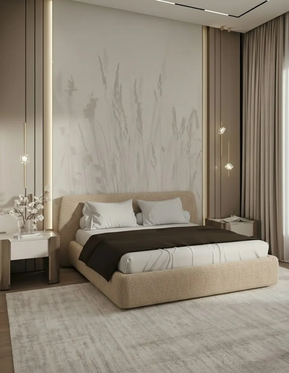Двуспальная кровать Эндре 200x200 с мягким изголовьем (коричневое букле) Кровать двуспальная Эндре с мягким изголовьем (коричневое букле)