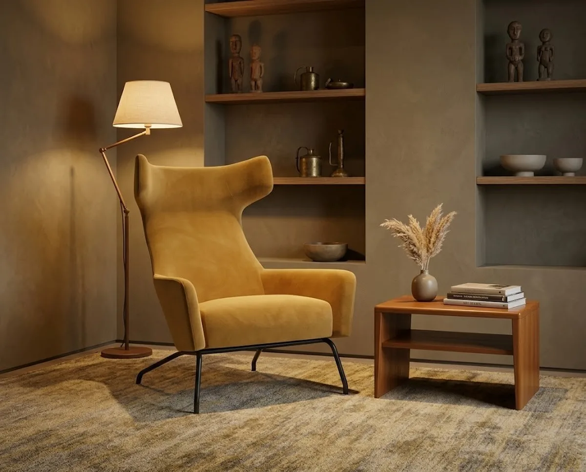 Уютное кресло Палл. Материал: велюр. Цвет: горчичный Уютное кресло Палл. Материал: велюр. Цвет: горчичный