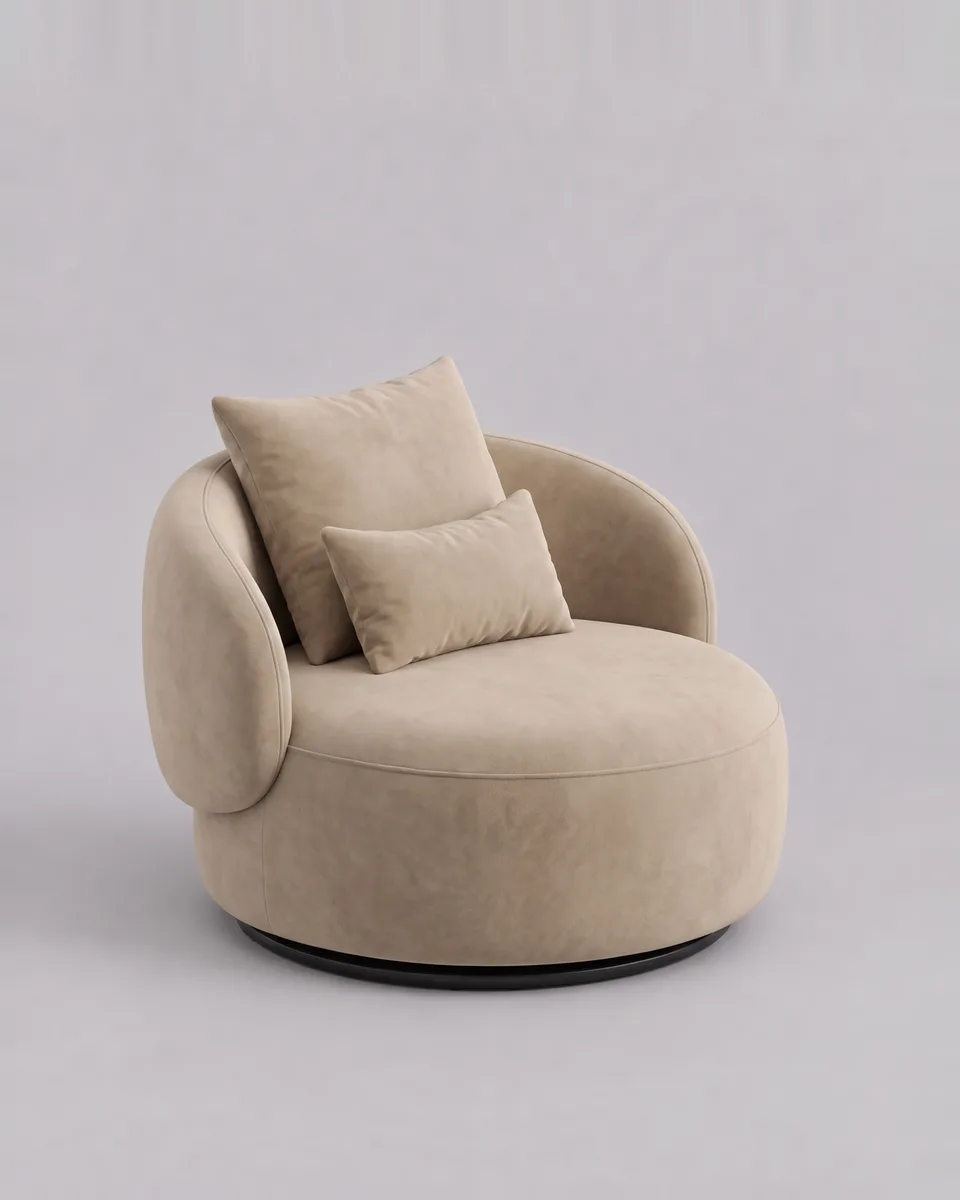 Кресло Миро без ножек с подлокотниками (бежевый велюр - Velutto Soft 290) от Kalibroom