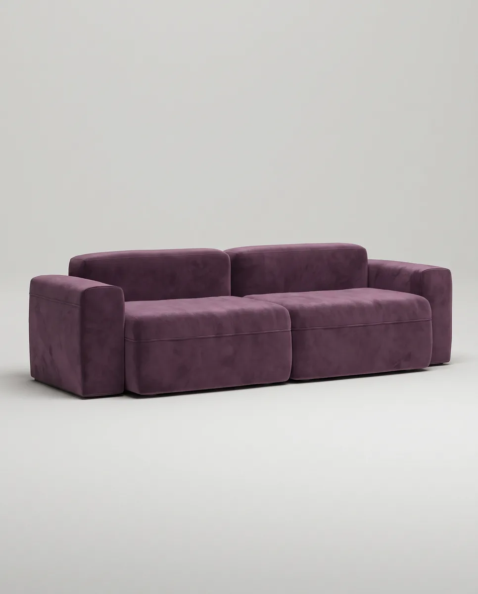 Стильный прямой диван Нирвана. Материал: велюр. Цвет: фиолетовый