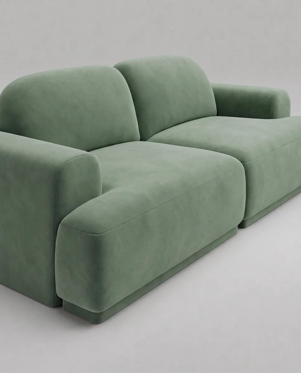 Зеленый диван Элвин, исполненный в современном стиле