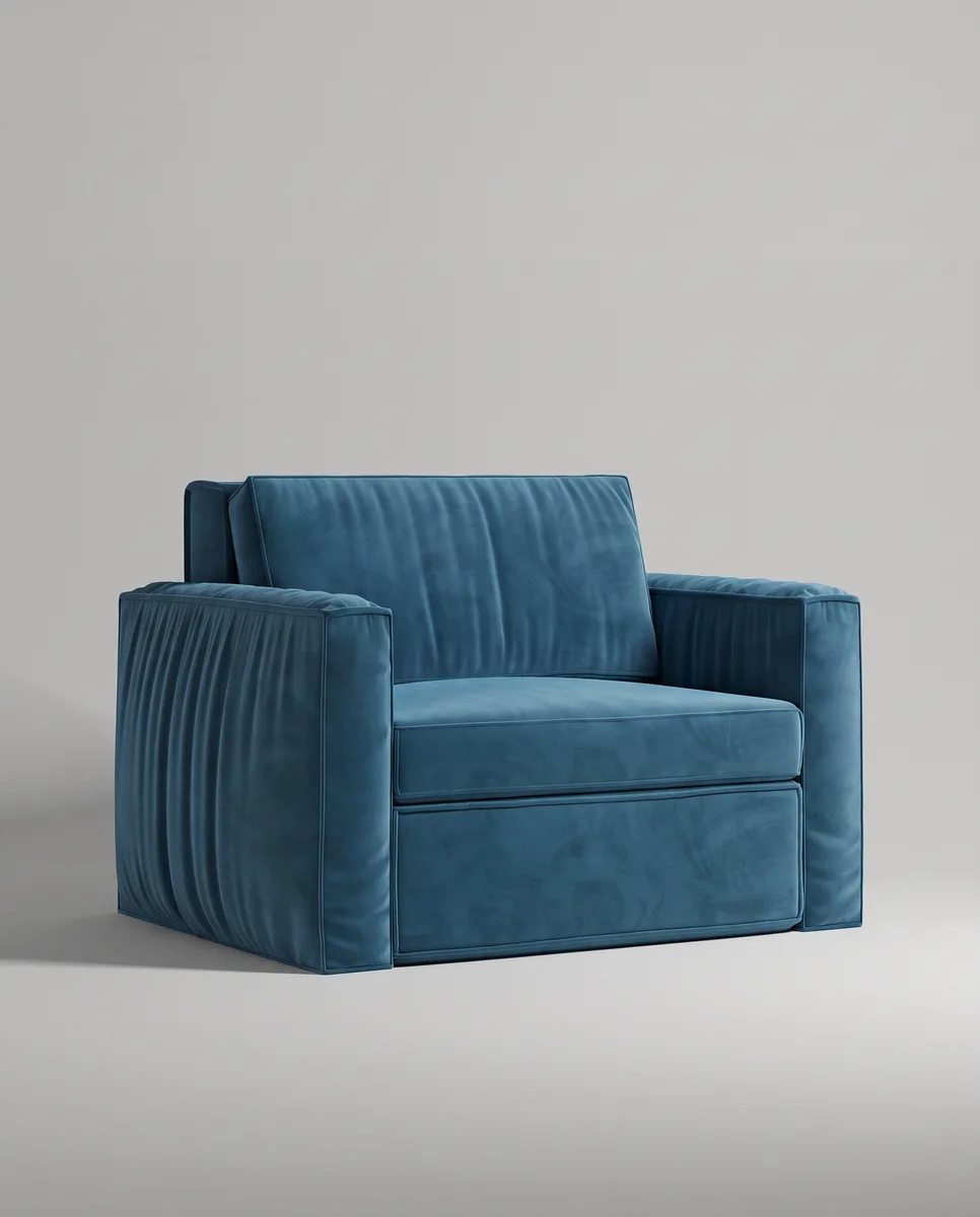 Кресло Борген без ножек с подлокотниками (синий велюр - Velutto 54) от Kalibroom