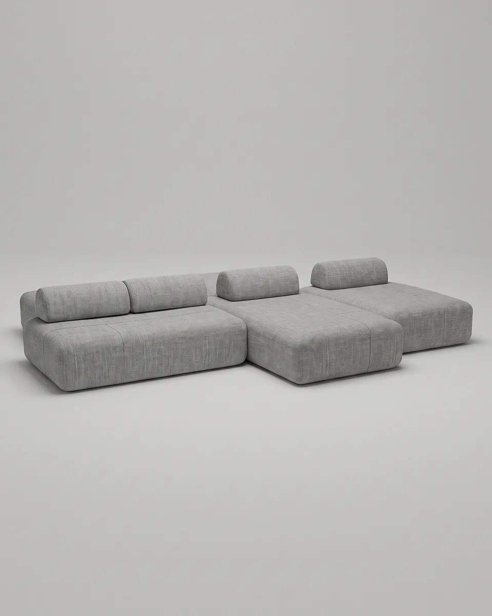 Стильный модульный диван Вандэман. Материал: рогожка. Цвет: серый